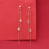 Gold Plated Hanging Color Change Cube Earrings